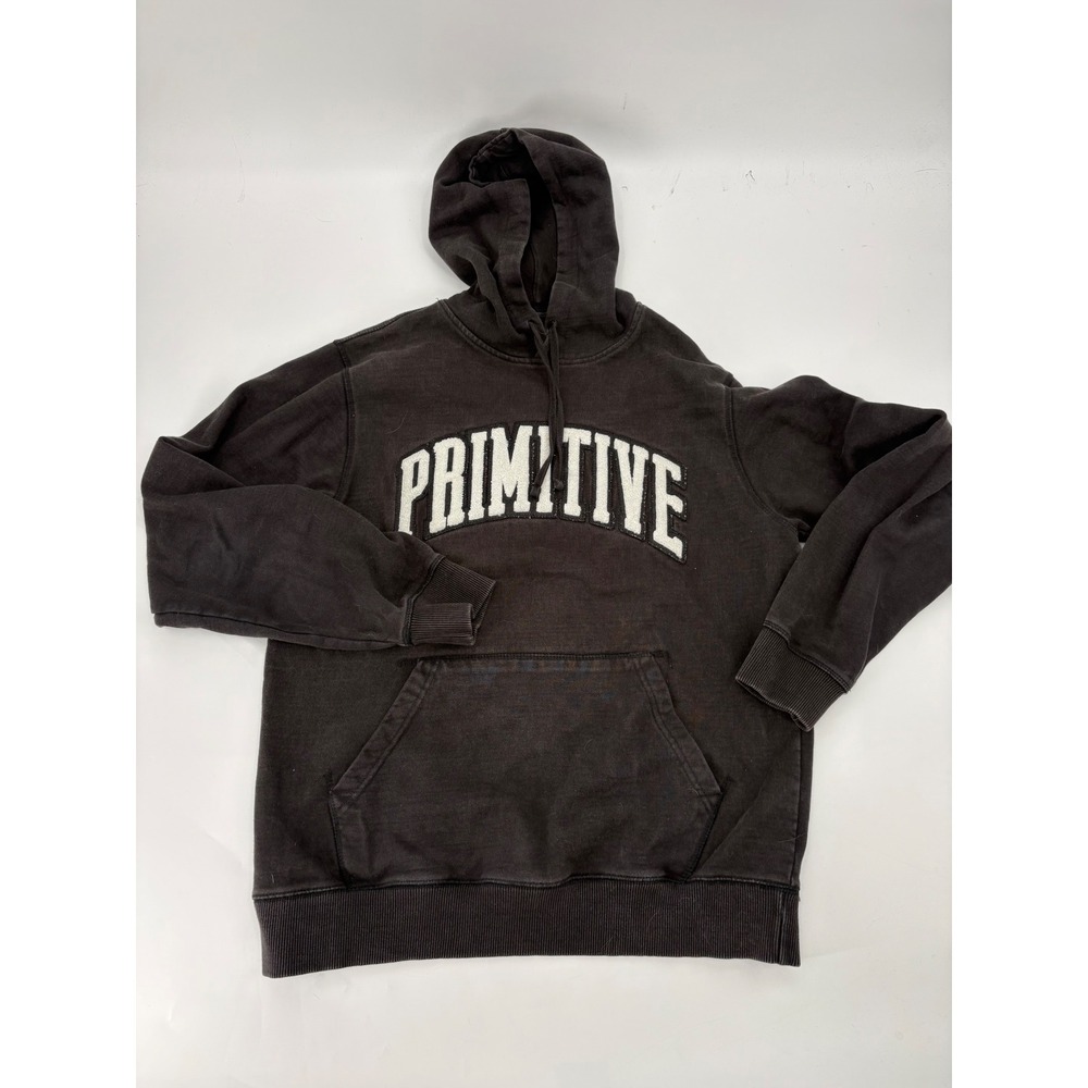 Primitive Skateboarding Mens Black Chenille Logo Pullover Hoodie Sweatshirt M